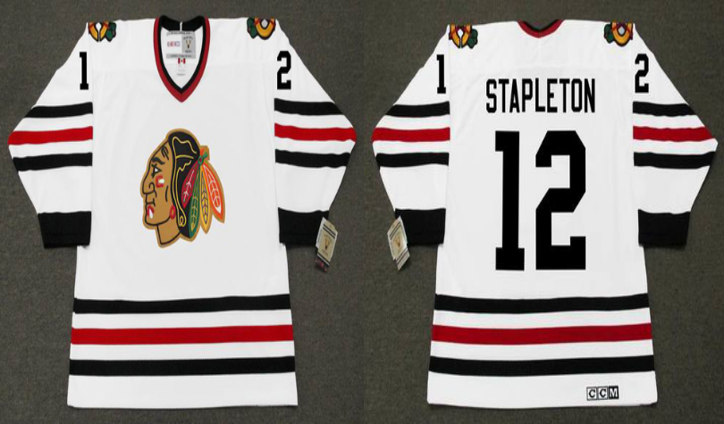 2019 Men Chicago Blackhawks #12 Stapleton white CCM NHL jerseys